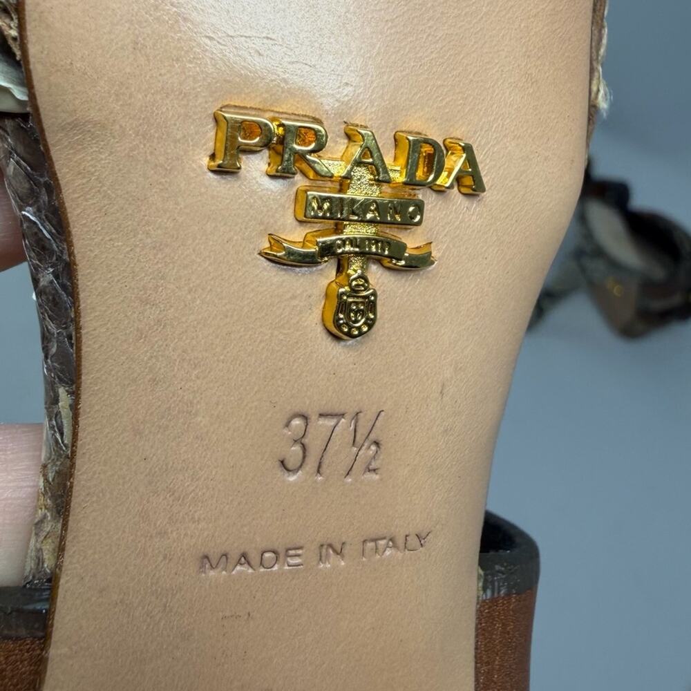 Prada Snakeskin Platform Strappy High Heels Womens Size EU 37.5 - Picture 10 of 10